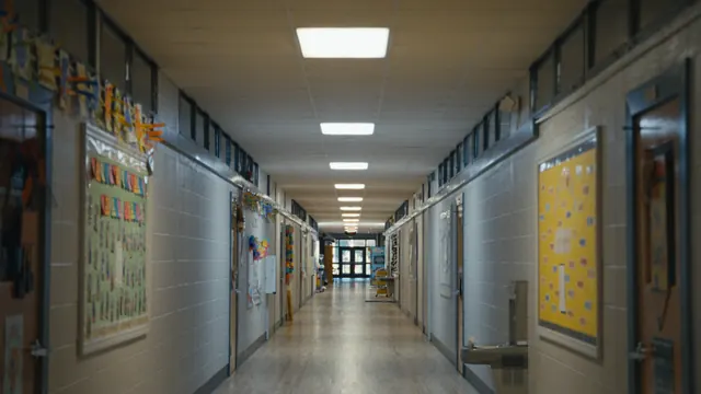 An empty corridor at the elementary school in Alabama.