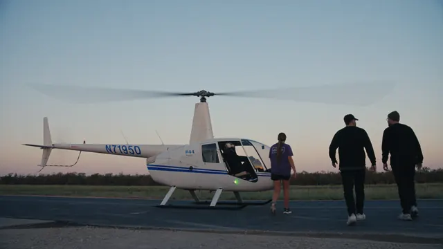 Walking out to the helicopter for a feral hog hunt in Texas.