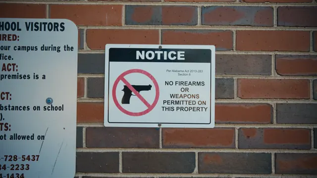 The sign at the door of an elementary school in Alabama.