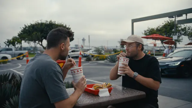 Tommy and Josh at In-N-Out Burger in Los Angeles.
