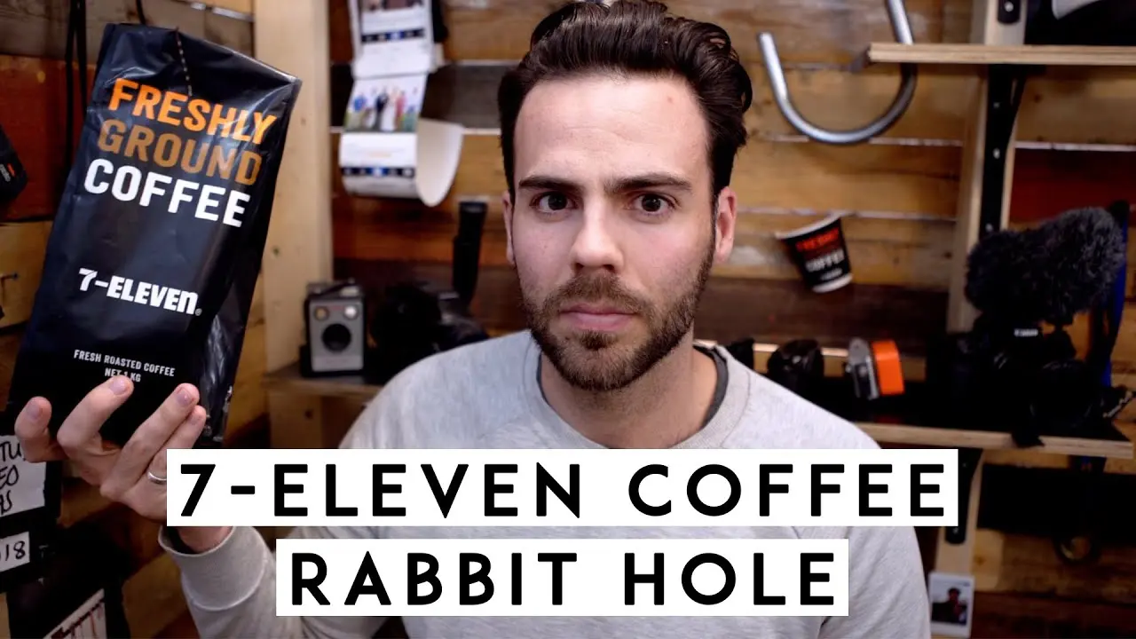 Thumbnail for the video The 7-Eleven Coffee Rabbit Hole: Tommy Jackett holding a bag of 7-Eleven coffee.